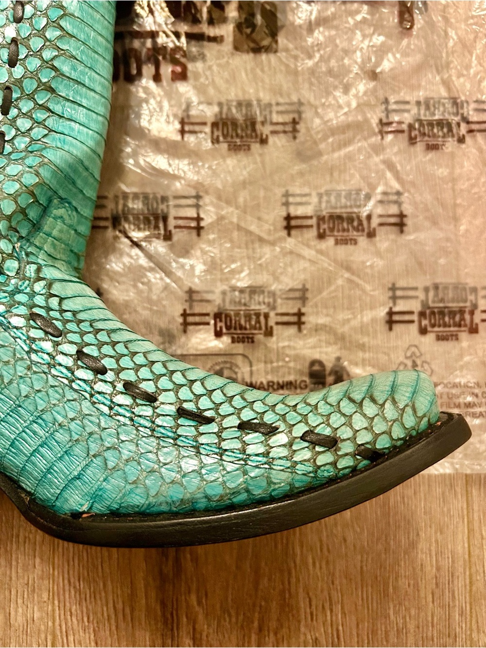 Corral Turquoise Snakeskin Western Knee Boots - Picture 7 of 13